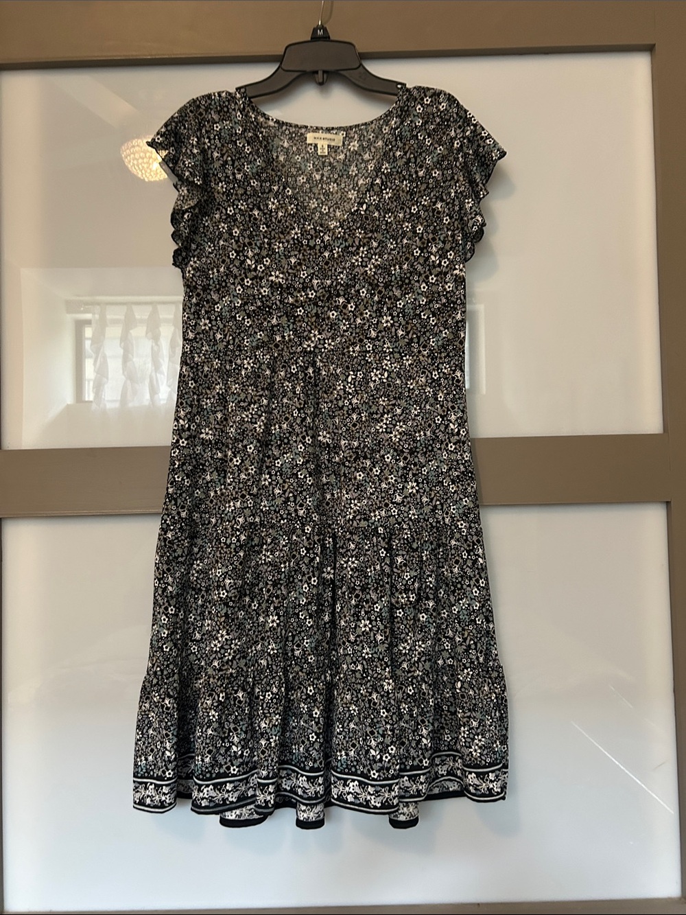 Max Studio Black Floral Midi Dress